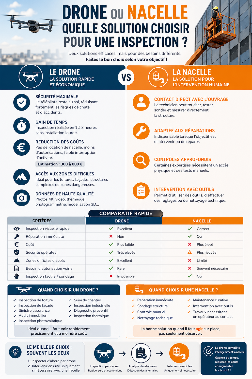Drone ou Nacelle : Quelle Solution Choisir pour une Inspection ? - Article blog Aérofly Studio